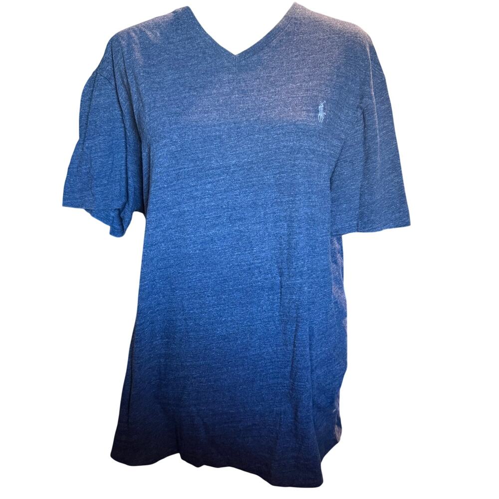 Polo Ralph Lauren Classic Fit Short Sleeve V-Neck Tee, Derby Blue Heather, Large